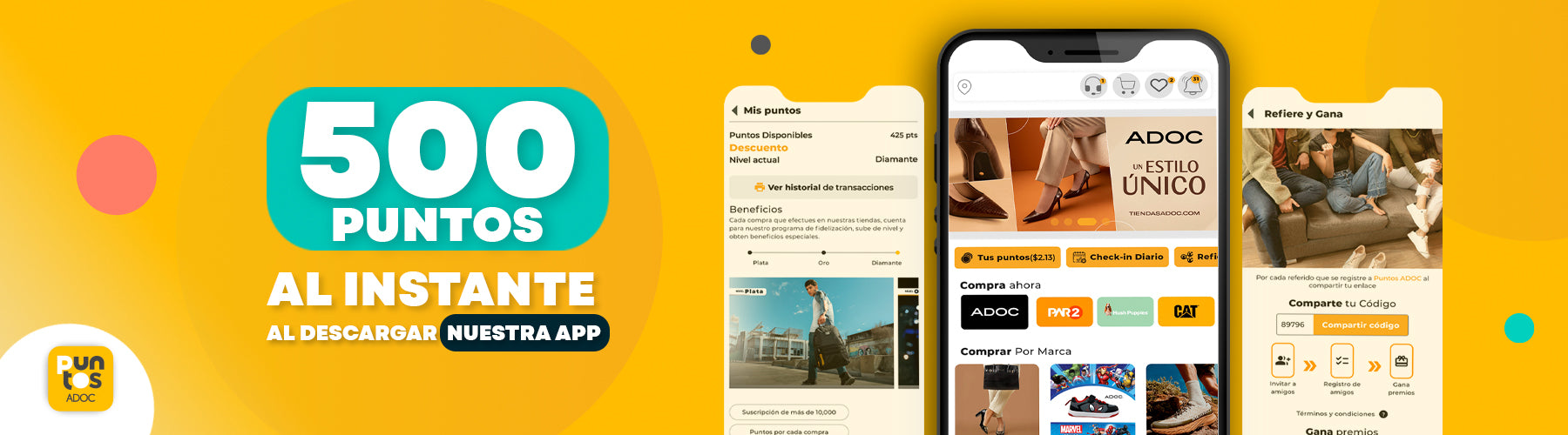 500 puntos al instante al descargar nuestra APP