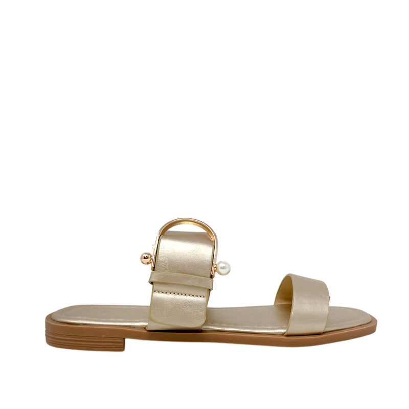 Sandalias flats Maya para mujer color dorado