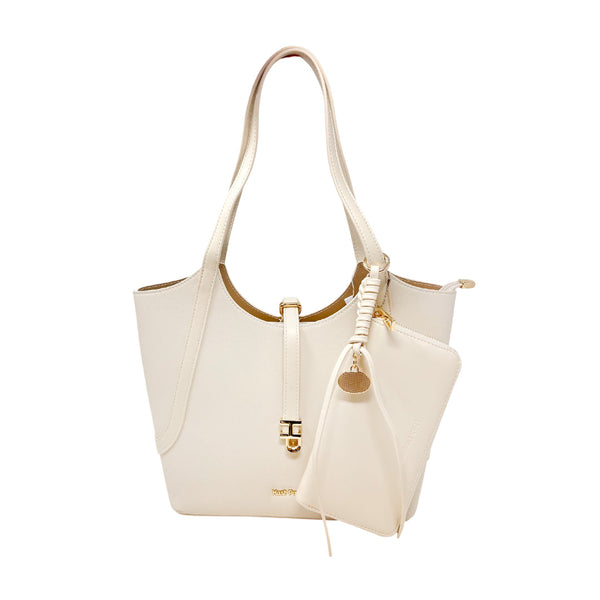 Cartera satchel Agnes para mujer color beige