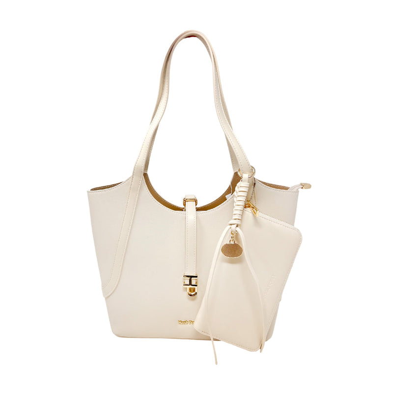 Cartera satchel Agnes para mujer color beige