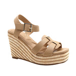 Sandalias de cuña Debbie para mujer color nude