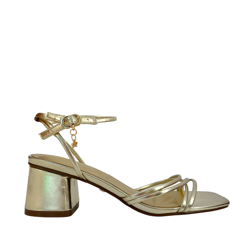 Sandalias de tacón Tessie para mujer color dorado