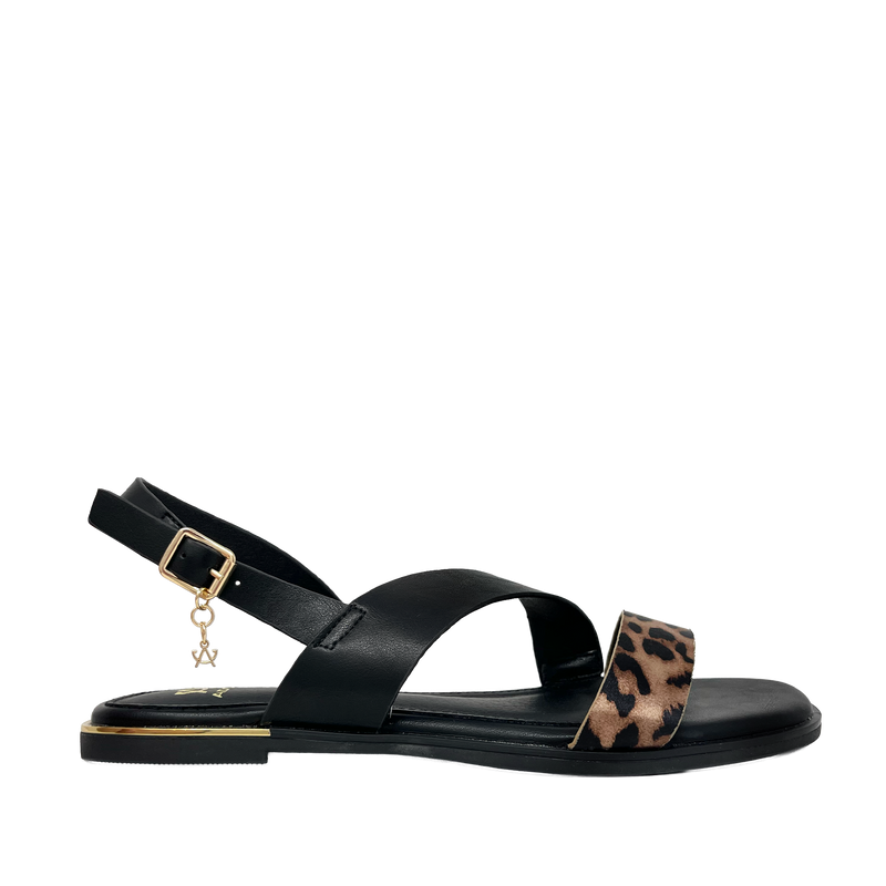 Sandalias flats Galatea para mujer color leopardo