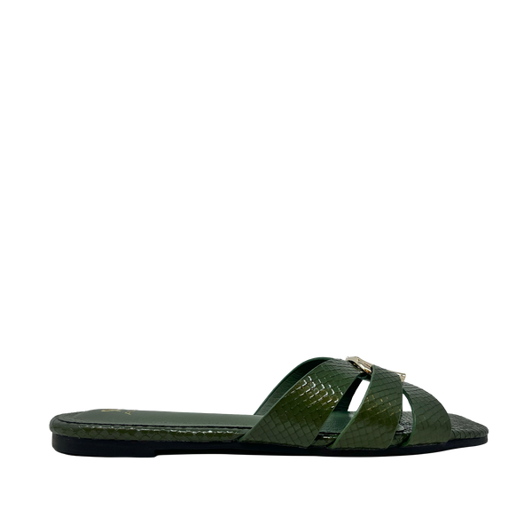 Sandalias flats Dari para mujer color olivo